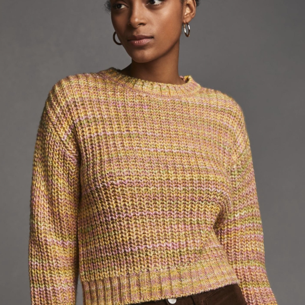 Anthropologie Ribbed Multicolored Crewneck Sweater NWT XXS